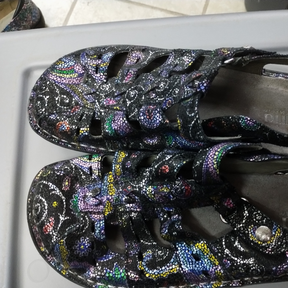 Alegria PG Lite Pesca Leather Shoes Strap Women's 41 EU Black Metallic Surreally